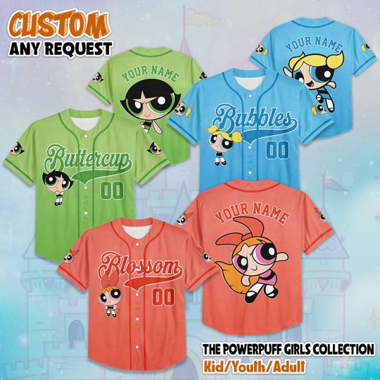 Discover Personalized The Powerpuff Girls Baseball Jersey, Custom The Powerpuff Girls Jersey