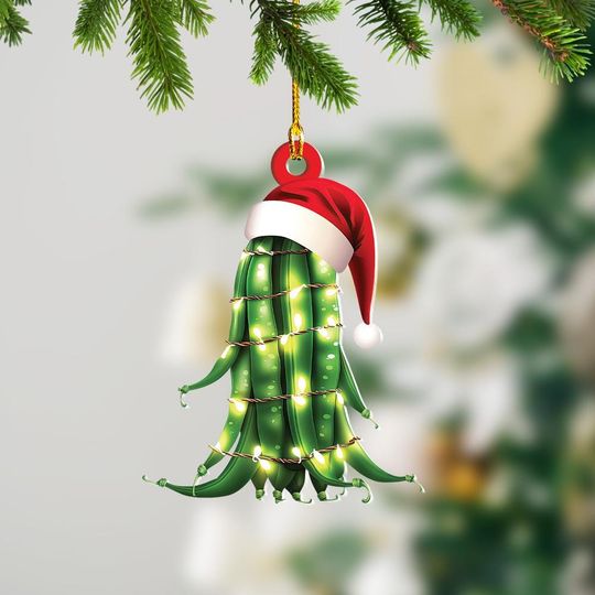 Discover Green Bean Christmas Lights Ornament, Green Bean Car Ornament, Green Bean Flat Hanging Ornament, Green Bean Lovers Xmas Gift TD-0926-FOUQ