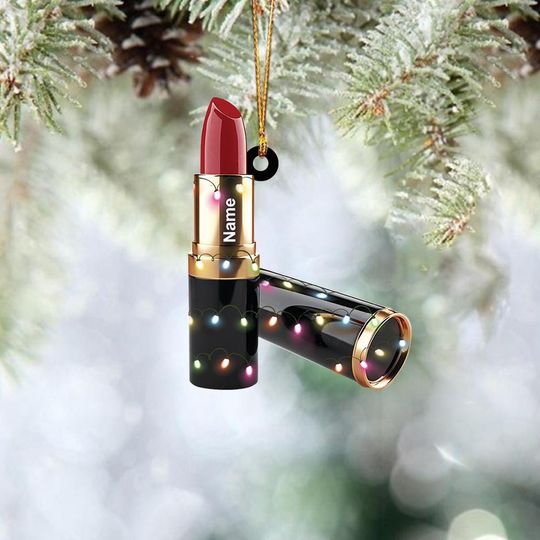 Discover Personalized Red Lipstick Ornament, Lipstick Makeup Christmas Ornament, Makeup Artist Ornament Gift, Cosmetic MUA Ornament Gift TD-1108-SBS5