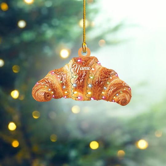 Discover Croissant 2D Flat Christmas Ornament, Croissant Christmas Hanging Decor, Loved Croissant Ornament, Xmas Hanging Holiday Gift ID-1105-8NHK