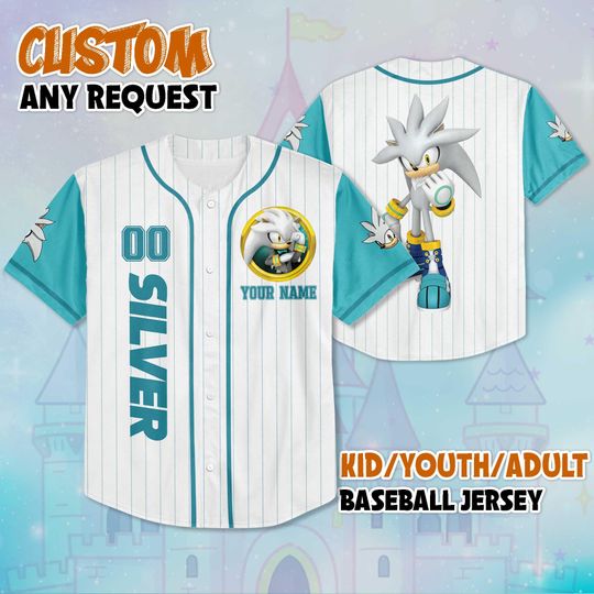 Discover Personalized Silver the Hedgehog Baseball Jersey, Custom Sonic Jersey Shirt, The Hedgehog Team Outfit, Gamer Gift for Fans
