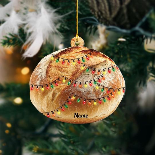 Custom Sourdough Ornament, 2D Flat Christmas Ornament, Sourdough Christmas Hanging Decor, Loved Sourdough Ornament, Bakery Gift