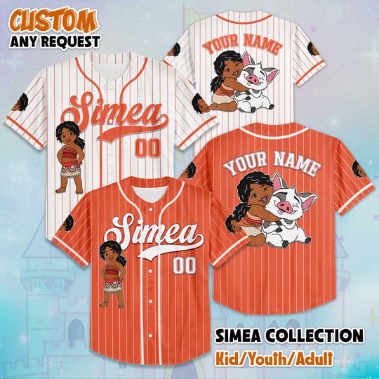 Discover Personalized Simea Moana Baseball Jersey, Custom Disney Moana Family Jersey Shirt