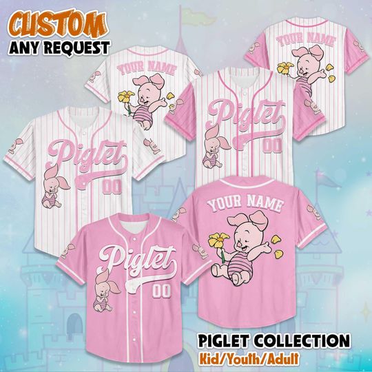 Discover Personalized Baby Piglet Baseball Jersey, Custom Winnie the Pooh Shirt