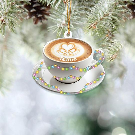 Discover Personalized Cappuccino Ornament, Cappuccino Coffee Christmas Ornament, Bartender Ornament, Barista Coffee Holiday Ornament TD-1108-KS6I