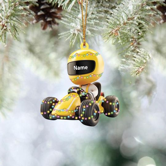 Discover Personalized Go-Kart Racing Ornament, Auto Racing Christmas Ornament, Racer Ornament Gift, Racing Team Holiday Ornament Decor TD-1020-EO5H