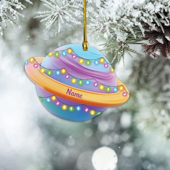 Personalized Planets Christmas Ornament, Galaxy Holiday Ornament, Space Ornament Decor, Solar System Ornament