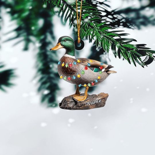 Personalized Mallard Duck Christmas Ornament, Hunting Duck Christmas Ornament, Hunting Season Gift Decor, Hunter Ornament Gift