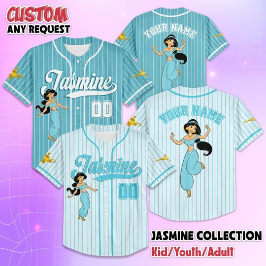 Personalized Jasmine Baseball Jersey, Custom Disney Princess Jasmine Baseball Shirt