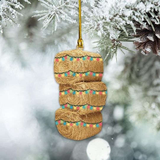 Hay Farmhouse Christmas Ornament, Farmer Ornament Gift, Farming Holiday Ornament, Barn Xmas Decor