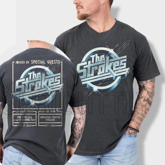 The Strokes Band Tour 2025 T-Shirt - Unisex Black Retro Vintage Concert Tee