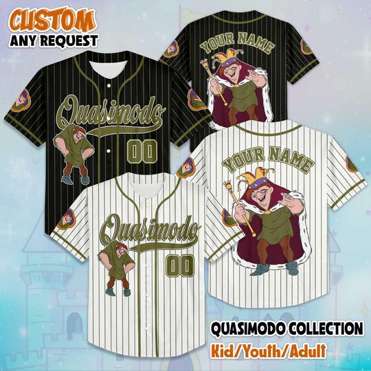 Discover Personalized Quasimodo Baseball Jersey, Custom The Hunchback of ND Shirt, Vintage Cartoon Team Outfit, Unique Disney Fan Gift