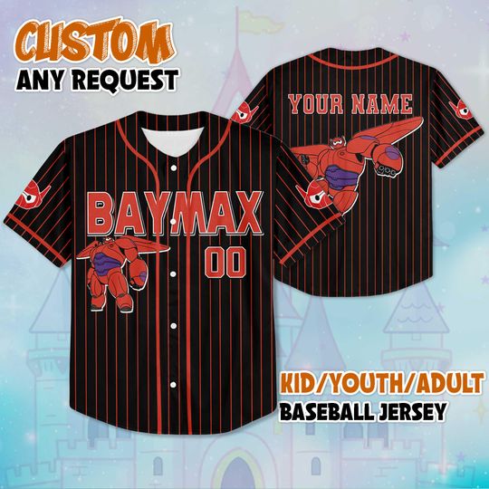 Personalized Baymax Baseball Jersey, Custom Big Hero 6 Shirt, Disney Robot Outfit