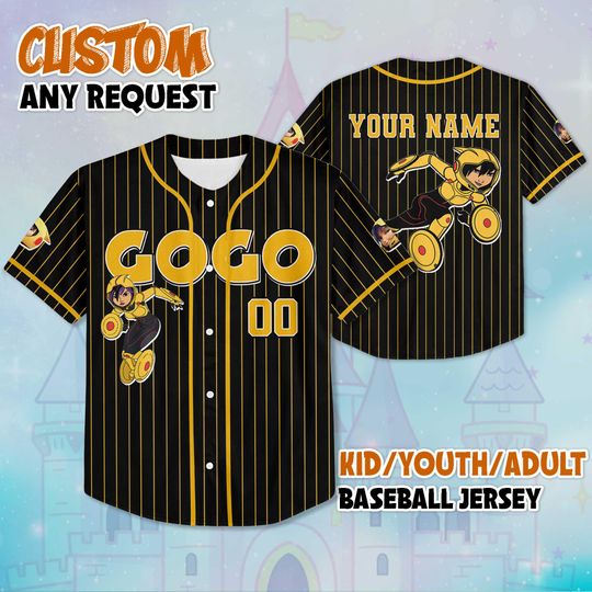 Personalized GoGo Tomago Baseball Jersey, Custom Big Hero 6 Shirt, Disney Hero Outfit