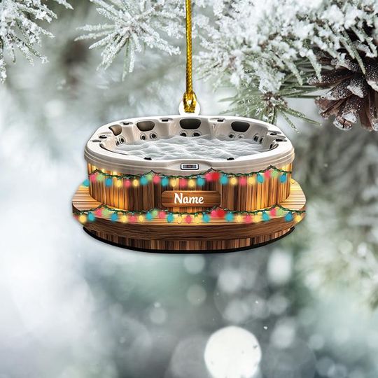Discover Personalized Whirlpool Bathtub Ornament, Hot Bathtub Spa Christmas Ornament, Hot Tub Sauna Ornament, Tub Swimming Pool Ornament TD-1024-4XGE