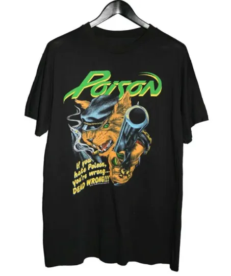 Poison 80s Heavy Rock Band T-Shirt Vintage Concert Tour for Men
