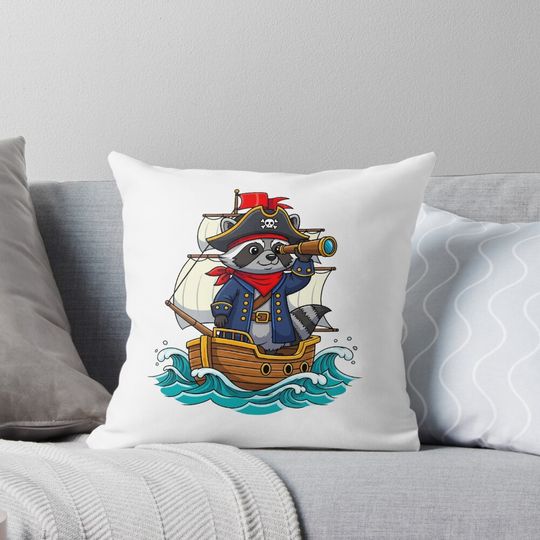 Discover Funny Pirate Raccoon Halloween Costume Kids Raccoon Lover Pillow