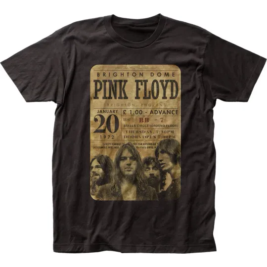 Pink Floyd Concert Ticket T-Shirt Men’s Rock Band Tee Black