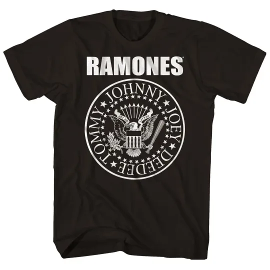 Discover Ramones Seal Logo Mens T Shirt Rock and Roll Music Classic Band Tee New Black