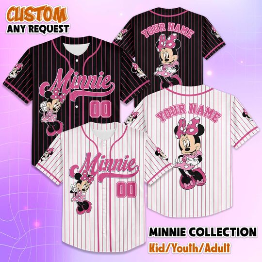 Discover Custom Minnie Mouse Baseball Jersey, Disney Mickey and Friends Jersey for Disney Fans, Disneyland Birthday Gift