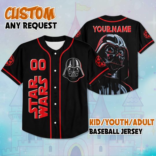 Discover Personalized Darth Vader Baseball Jersey, Custom Star Wars Team Outfit, Star Wars Shirt, Galactic Team Outfit, Gift for Fans