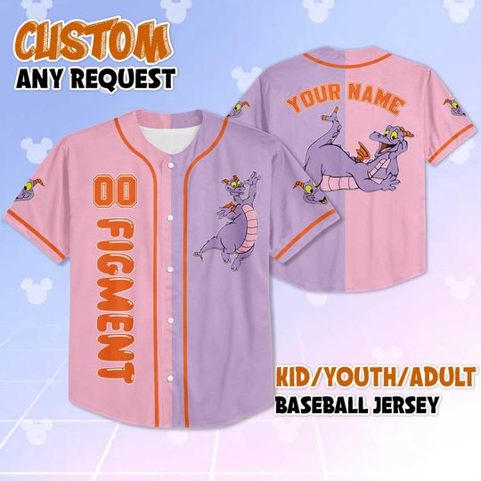 Custom Figment Baseball Jersey, Disney Epcot Shirt, Figment Disney Jersey Outfit