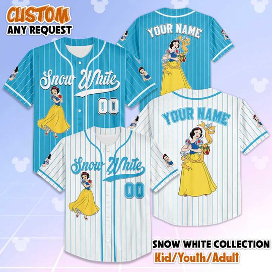 Discover Custom Snow White Baseball Jersey, Disney Princess Shirt, Snow White Disney Jersey Outfit, Matching Disney Vacation Outfit