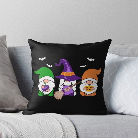 Discover Gnomes Witch Funny Gnomes Halloween Pillow