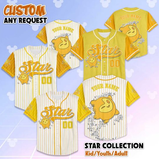 Discover Personalized Star Baseball Jersey, Custom Disney Wish Star Shirt, Cute Character Jersey Tee, Matching Disney Family Outfit, Gift for Fans