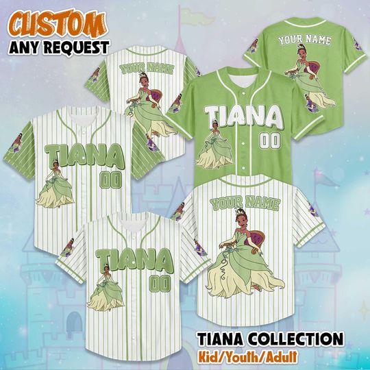 Discover Personalized Tiana Baseball Jersey, Custom Disney Princess Shirt, Tiana Disney Outfit, Matching Family Jersey, Disney Park Trip Gift
