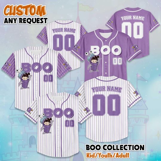 Discover Personalized Boo Baseball Jersey, Custom Disney Monsters Inc Shirt, Boo Disney Outfit, Matching Family Jersey, Disney Trip Gift