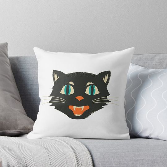 Discover Vintage Halloween Cat Pillow