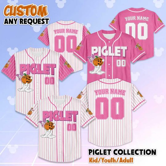 Discover Personalized Piglet Baseball Jersey, Custom Disney Winnie the Pooh Shirt, Piglet Disney Outfit, Matching Family Jersey, Disneyland Trip Gift