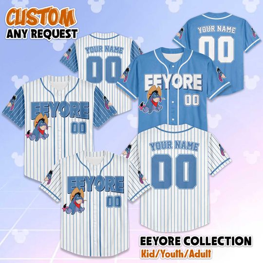 Discover Personalized Eeyore Baseball Jersey, Custom Disney Winnie the Pooh Shirt, Eeyore Disney Outfit, Matching Family Jersey, Disneyland Trip Gift