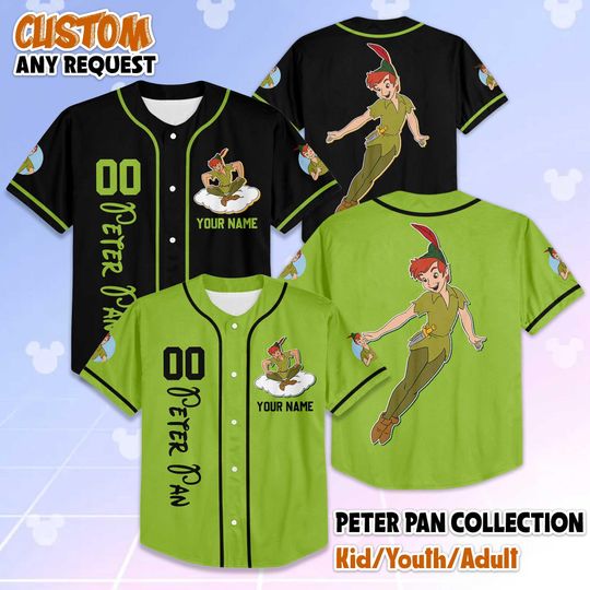 Personalized Peter Pan Baseball Jersey, Custom Disney Shirt, Peter Pan Disney Outfit