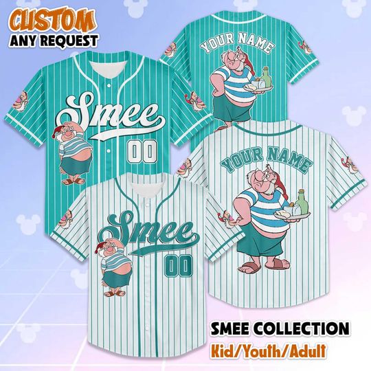 Discover Personalized Smee Baseball Jersey, Custom Disney Peter Pan Shirt, Smee Disney Outfit, Matching Family Jersey, Disneyland Trip Gift