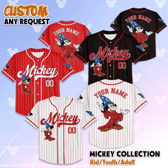 Discover Personalized Fantasia Mickey Mouse Baseball Jersey, Custom Disney Fantasia  Shirt, Matching Disney Trip Outfit, Disney Birthday Gift