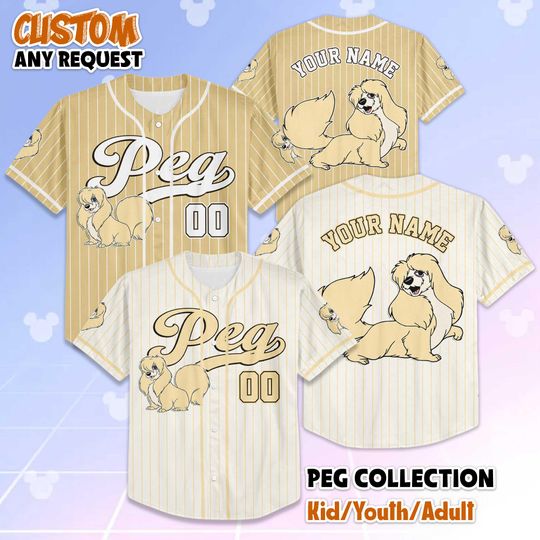 Discover Custom Peg Baseball Jersey, Custom Disney Lady and the Tramp Shirt, Disneyland Baseball Team Outfit, Disney Family Matching Shirt