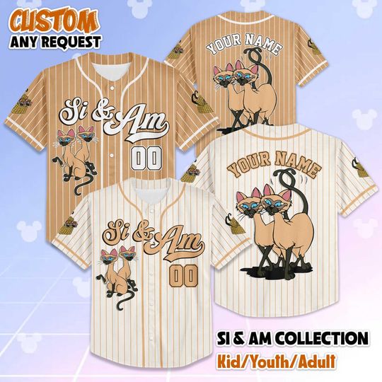 Custom Si & Am Baseball Jersey, Custom Disney Lady and the Tramp Shirt