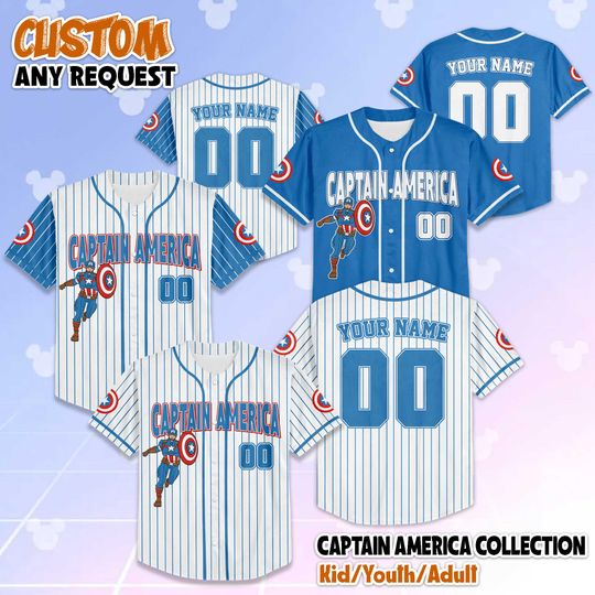 Discover Personalized Captain America Baseball Jersey, Custom Marvel Shirt, The Avengers Jersey, Superhero Jersey, Avengers Fan Gift