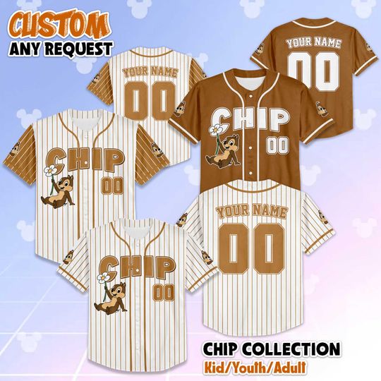 Discover Custom Chip Baseball Jersey, Personalized Disney Chip and Dale Baseball Jersey, Disney Baseball Shirt for Fans, Family Baseball Jersey