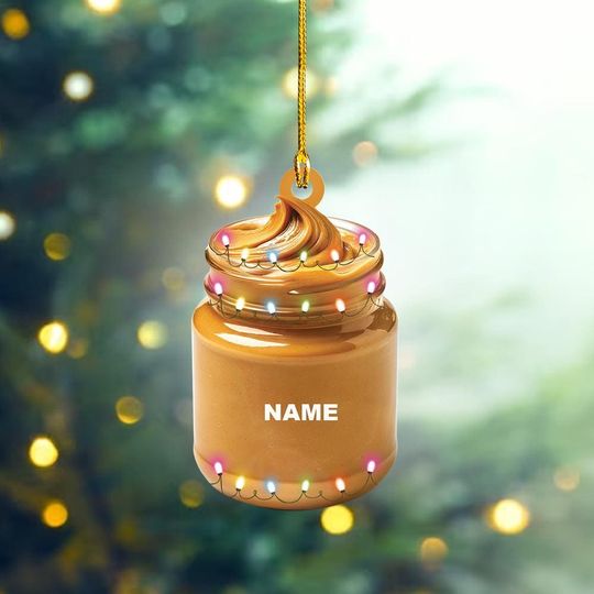 Discover Personalized Peanut Butter Ornament, Peanut Butter Christmas Decor, Peanut Butter Car Decor, Xmas Peanut Butter Lover Gift ID-1209-HAI2