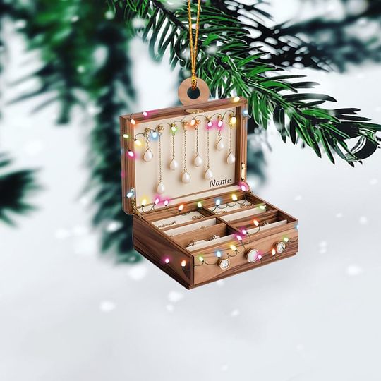 Discover Personalized Jewelry Box Christmas Ornament, Jewelry Case Christmas Ornament, Jewelry Storage Ornament, Jewelry Store Decor TD-1105-BUOX