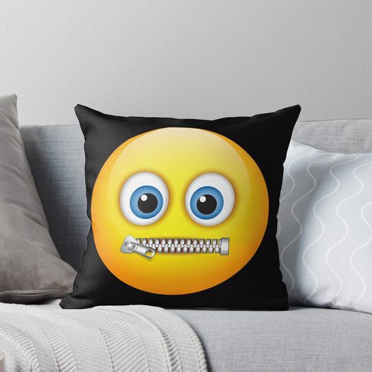 Discover Zipper Mouth Face Emoji Costume Halloween Pillow