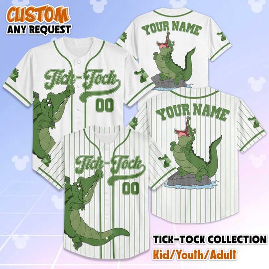 Discover Personalized Tick-Tock Baseball Jersey, Custom Disney Peter Pan Shirt