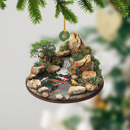 Personalized 2D Flat Koi Fish Ornament, Koi Fish Christmas Gift, Koi Fish Pond Ornament, Koi Fish Lake Ornament Fish Lover Gift
