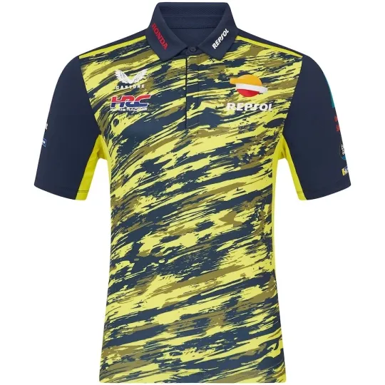 Official Repsol Honnda Team Yellow Abstract Polo Shirt