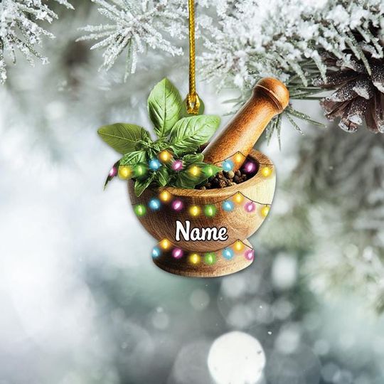Discover Personalized Mortar And Pestle Ornament, Pharmacy Christmas Ornament, Pharmacist Ornament Gift, Doctor Nurse Ornament Xmas Gift TD-1114-METP