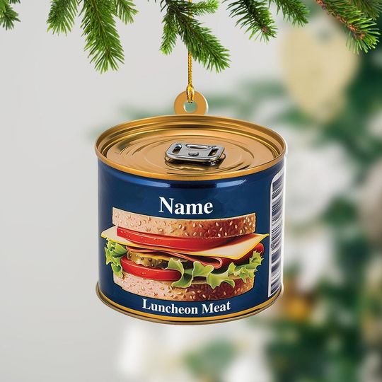 Discover Personalized 2D Flat Canned Food Ornament, Canned Pork Ornament Funny Canned Food Christmas Decor, Unique Gift for Food Lover ID-1211-GAJF