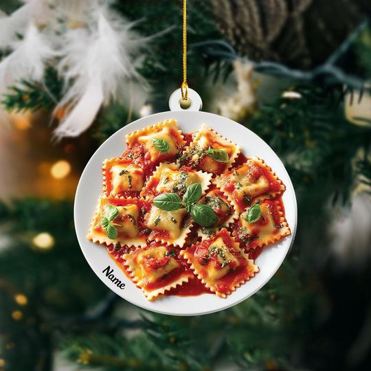 Discover Personalized 2D Flat Ravioli Ornament, Ravioli Christmas Decor, Ravioli Tree Hanging Decor, Food Ravioli Lover Gift ID-1129-UNBD